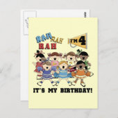 チアリーダー4th誕生日Tシャツとギフト ポストカード (正面/裏面)
