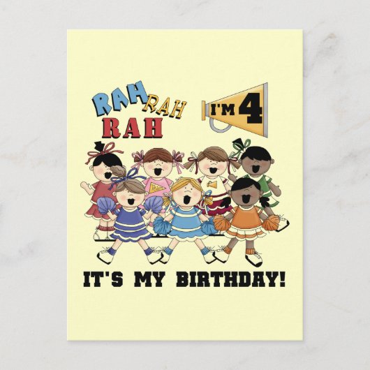 チアリーダー4th誕生日Tシャツとギフト ポストカード (正面)