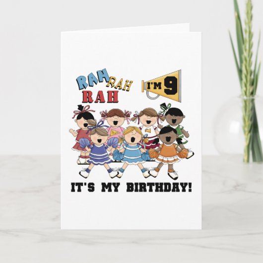 チアリーダー9誕生日Tシャツと贈り物 カード (正面)