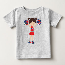 チアリーダー, かわいい女の子, 茶色の髪, チアリーディング ベビーTシャツ