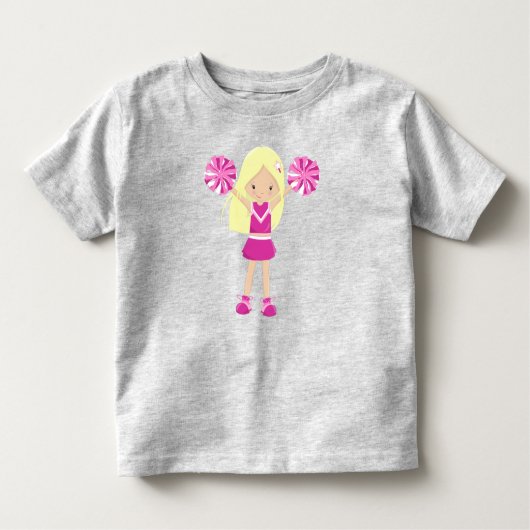 チアリーダー, かわいい女の子, 金髪, チアリーディング トドラーTシャツ (正面)