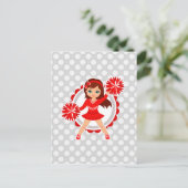 チアリーダー - かわいい赤い茶色の髪のチア ポストカード (スタンド正面)