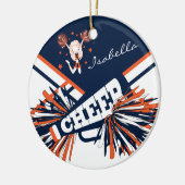 チアリーダー – オレンジ、ホワイト、ネイビーブルー セラミックオーナメント (左)