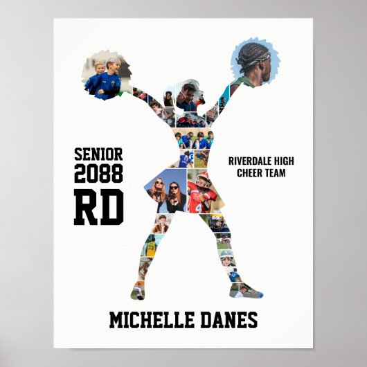 チアリーダー シルエット チアチーム 写真 コラージュ ポスター (正面)