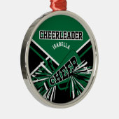 チアリーダー📣 – ダークグリーン、白黒 メタルオーナメント (右)