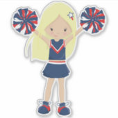 チアリーダー、チアリーティング、かわいい女の子、金髪 シール (正面)