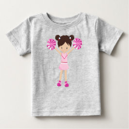チアリーダー、チアリーディング、かわいい女の子、茶色の髪 ベビーTシャツ