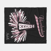 チアリーダー📣💖 – ピンクグリッターとブラック フリースブランケット (正面(横))