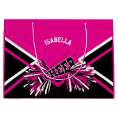 チアリーダー📣 – ピンク、白、黒 –  ラージペーパーバッグ (正面)