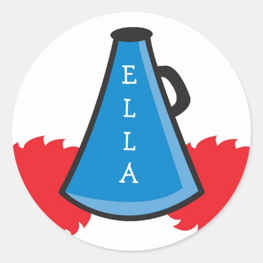 チアリーダー・メガホン・ステッカー ラウンドシール (正面)