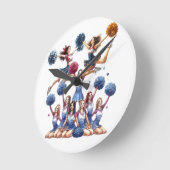 チアリーダー ラウンド壁時計 (傾斜)