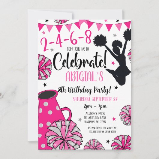 チアリーダー 女子 誘い 招待状 (正面)