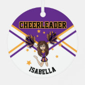 チアリーダー📣 💖少女 – 紫と金ゴールド2S メタルオーナメント (裏面)