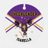 チアリーダー📣 💖少女 – 紫と金ゴールド2S メタルオーナメント (正面)