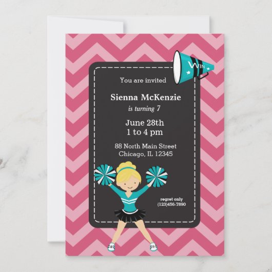 チアリーダー、背景色を選択 招待状 (正面)