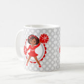 チアリーダー-赤アフリカ系のかわいい応援 コーヒーマグカップ (正面左)