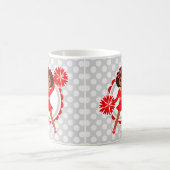 チアリーダー-赤アフリカ系のかわいい応援 コーヒーマグカップ (中央)