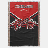 チアリーダー📣 – 赤、白、黒 スローブランケット (正面縦)