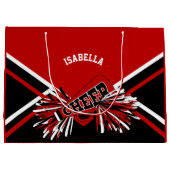 チアリーダー📣 – 赤、白、黒 –  ラージペーパーバッグ (裏面)