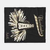 チアリーダー📣💖 -金ゴールドグリッターとブラック フリースブランケット (正面(横))