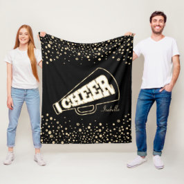 チアリーダー📣💖 -金ゴールドドットと黒 フリースブランケット