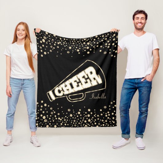 チアリーダー📣💖 -金ゴールドドットと黒 フリースブランケット (インサイチュ)