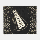 チアリーダー📣💖 -金ゴールドドットと黒 フリースブランケット (正面(横))