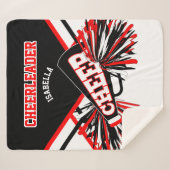 チアリーダー📣 – 黒、白、赤 シェルパブランケット (正面(横))