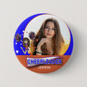 チアリーダー – DIY写真 – 青とオレンジ 缶バッジ (正面)