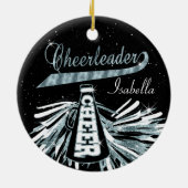 チアリーダー📣 💖 Glam – ブルーティール(緑がかった色) セラミックオーナメント (裏面)