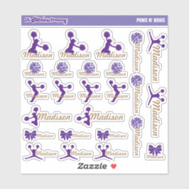 チアリーダーPOMラベルパーソナライズされた |学校 シール