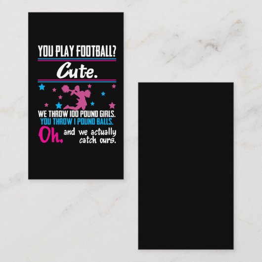 チアリーティングのギフトかわいいフットボールを遊びます 名刺 (正面/裏面)