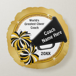 チアリーティングのコーチのギフトのアイディア、すべての名前ありがとう ラウンドクッション