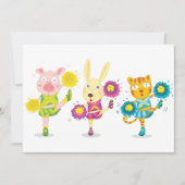 チアリーティングアニマルトリオピグバニーアンドキャット 招待状 (正面)