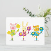 チアリーティングアニマルトリオピグバニーアンドキャット 招待状 (スタンド正面)