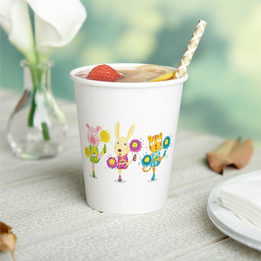 チアリーティングアニマルトリオピグバニーアンドキャット 紙コップ