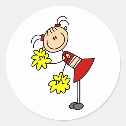 チアリーティングガールスティックフィギュア ラウンドシール (正面)