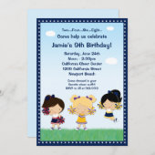 チアリーティングガールズバースデーパーティー招待状 招待状 (正面/裏面)