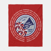 チアリーティングコーチギフトアイディア赤白青応援 フリースブランケット (正面)