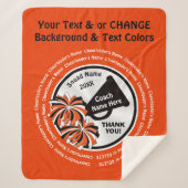 チアリーティングコーチギフトアイディア、オレンジ白黒 シェルパブランケット (正面)