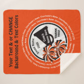 チアリーティングコーチギフトアイディア、オレンジ白黒 シェルパブランケット (正面(横))