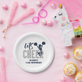 チアリーティングシルバーアンドネイビー応援誕生日 ペーパープレート (パーティー)