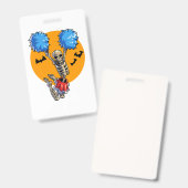 チアリーティングスケルトンハロウィーン応援ママ女の子ウォ バッジ (Front & Back)