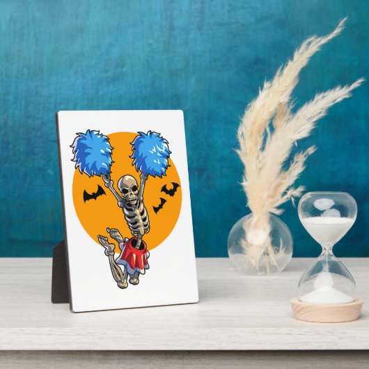 チアリーティングスケルトンハロウィーン応援ママ女の子ウォ フォトプラーク (側面)