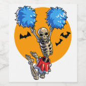 チアリーティングスケルトンハロウィーン応援ママ女の子ウォ ワインラベル (シングルラベル)