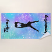 チアリーティングスノーフレークカラーブラストと彼女の名前 ビーチタオル (正面)