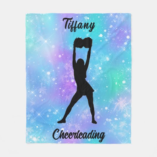 チアリーティングスノーフレークカラーブラストと彼女の名前 フリースブランケット (正面)