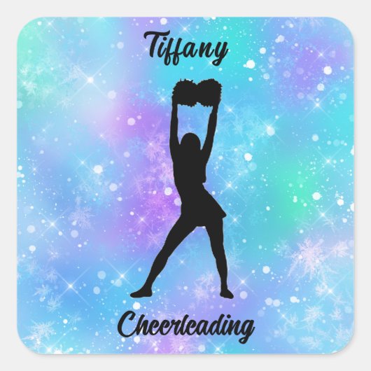 チアリーティングスノーフレークカラーブラストと彼女の名前F スクエアシール (正面)