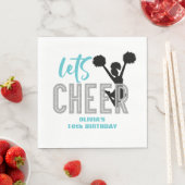 チアリーティングターコイズシルバーブラック応援誕生日 スタンダードランチョンナプキン (インサイチュ)