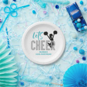 チアリーティングターコイズシルバーブラック応援誕生日 ペーパープレート (パーティー)